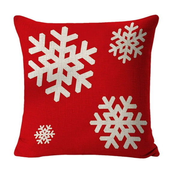 Beautynvta Christmas Throw Pillow Cover, 18x18 Inch Red White Snowflake Letter Decorative Pillowcase, Winter Holiday Cushion Covers for Couch Sofa Bed, Home Boho Decor