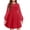Bright Red, variant on Arshiner Girl's Contrast Mesh Puff Long Sleeve High Waist A Line Black Short Dress with Pockets