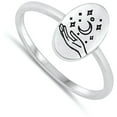 thumbnail image 4 of Celestial Hand Moon Star Promise Ring .925 Sterling Silver Band Jewelry Female Male Unisex Size 5, 4 of 4