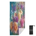 thumbnail image 2 of Quick-Dry Beach Towel 71x31in with Storage Bag, Sand Free Microfiber Towel for Travel, Swimming, Camping Colorful Roses Floating on Water, 2 of 9