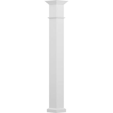 8" x 9' Endura-Aluminum Wellington Style Column, Square Shaft (For Post Wrap Installation), Non-Tapered, Textured White Finish w/ Capital & Base