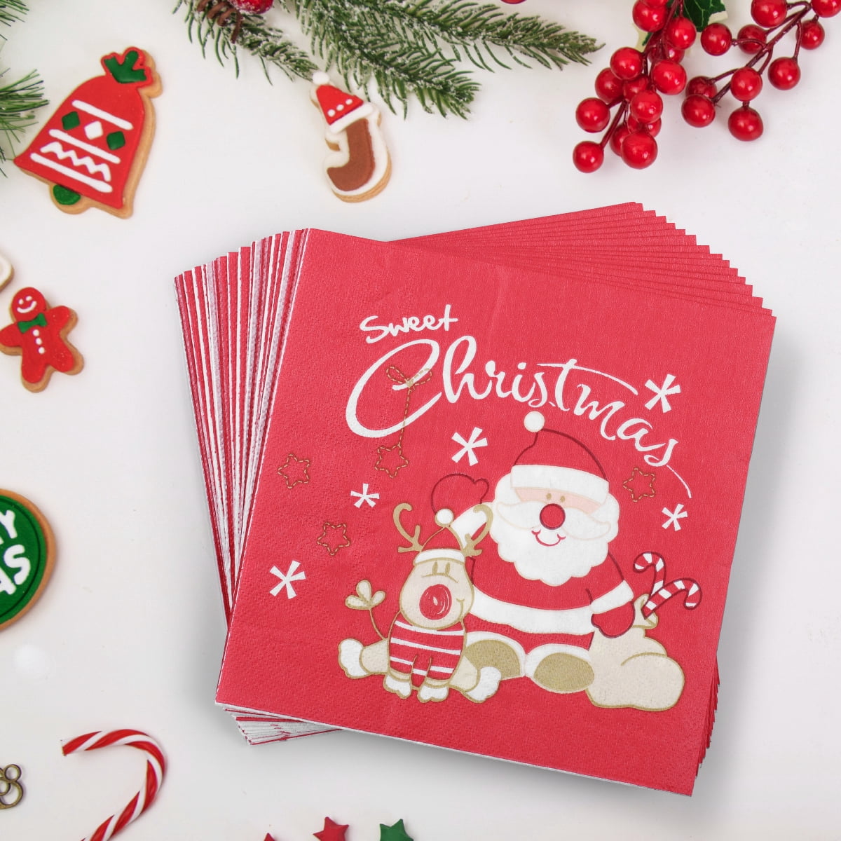 32 Serviettes De Table De Noël – Décorations Festives Père Noël - 5