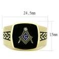 thumbnail image 2 of RareGem TK3223 - IP Gold(Ion Plating) Stainless Steel Ring with Synthetic Onyx in Jet, 2 of 4