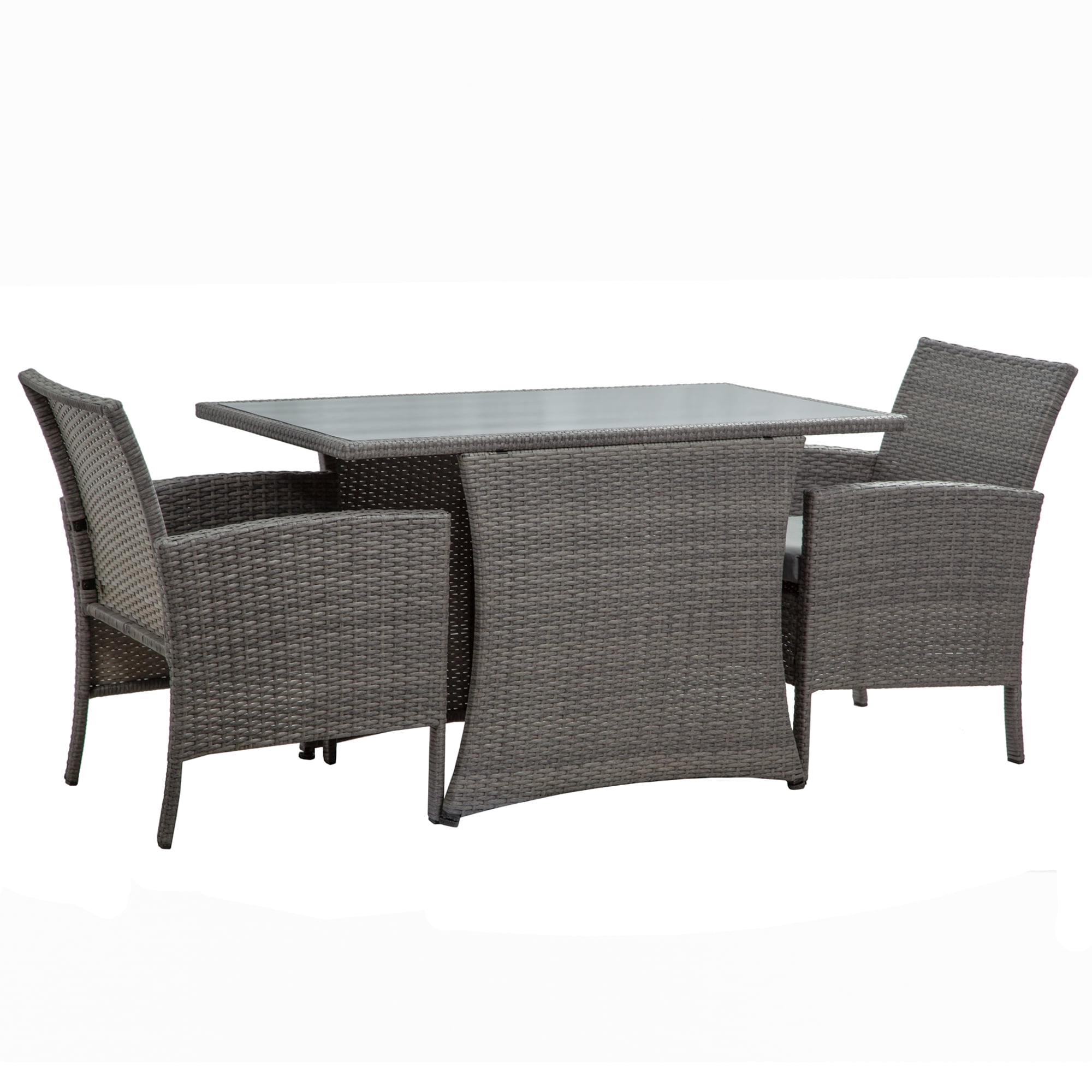 BELLEZE Miramar 3 Pieces Patio Furniture Dining Set AllWeather Wicker