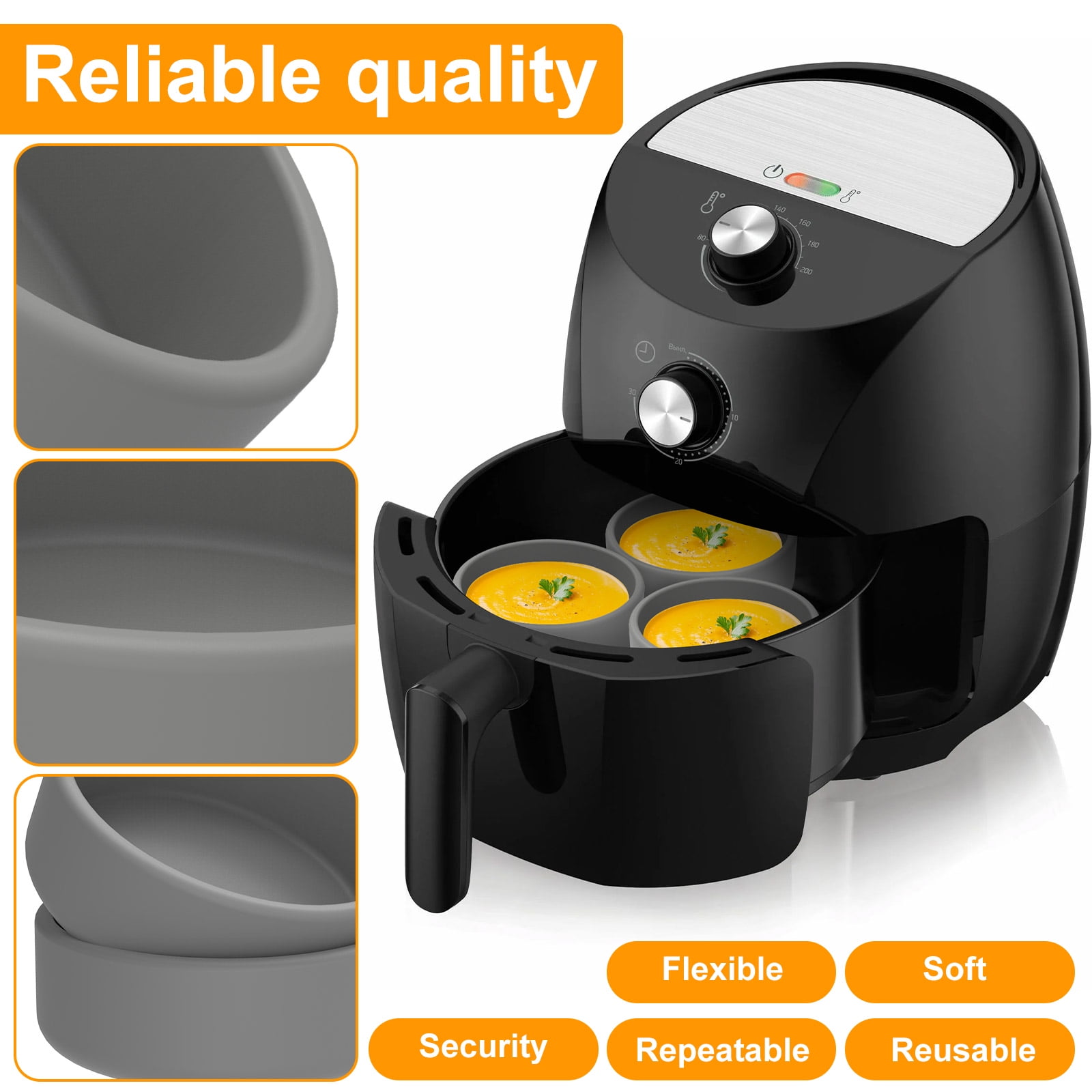 Tcwhniev 6Pcs Silicone Air Fryer Egg Mold,Air Fryer Muffin Pan Easy to Release Egg Poaching Cup Evenly Heated Muffin Mold Heat Resistant Silicone Egg Bite Molds for Home