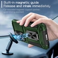 thumbnail image 6 of SaniMore for Samsung Galaxy S23 FE Stand Case, Slide Camera Cover 360 Degree Rotating Kickstand Magnetic Car Mount Hybird Tri-layer Rugged Shell Military-grade Shockproof Anti-drop Cover, Darkgreen, 6 of 10