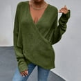 thumbnail image 4 of AOOCHASLIY Sweaters Fall Clearance Fashion Women Solid Color Long Sleeve Pullove V-Neck Shirt Sweater Tops, 4 of 5
