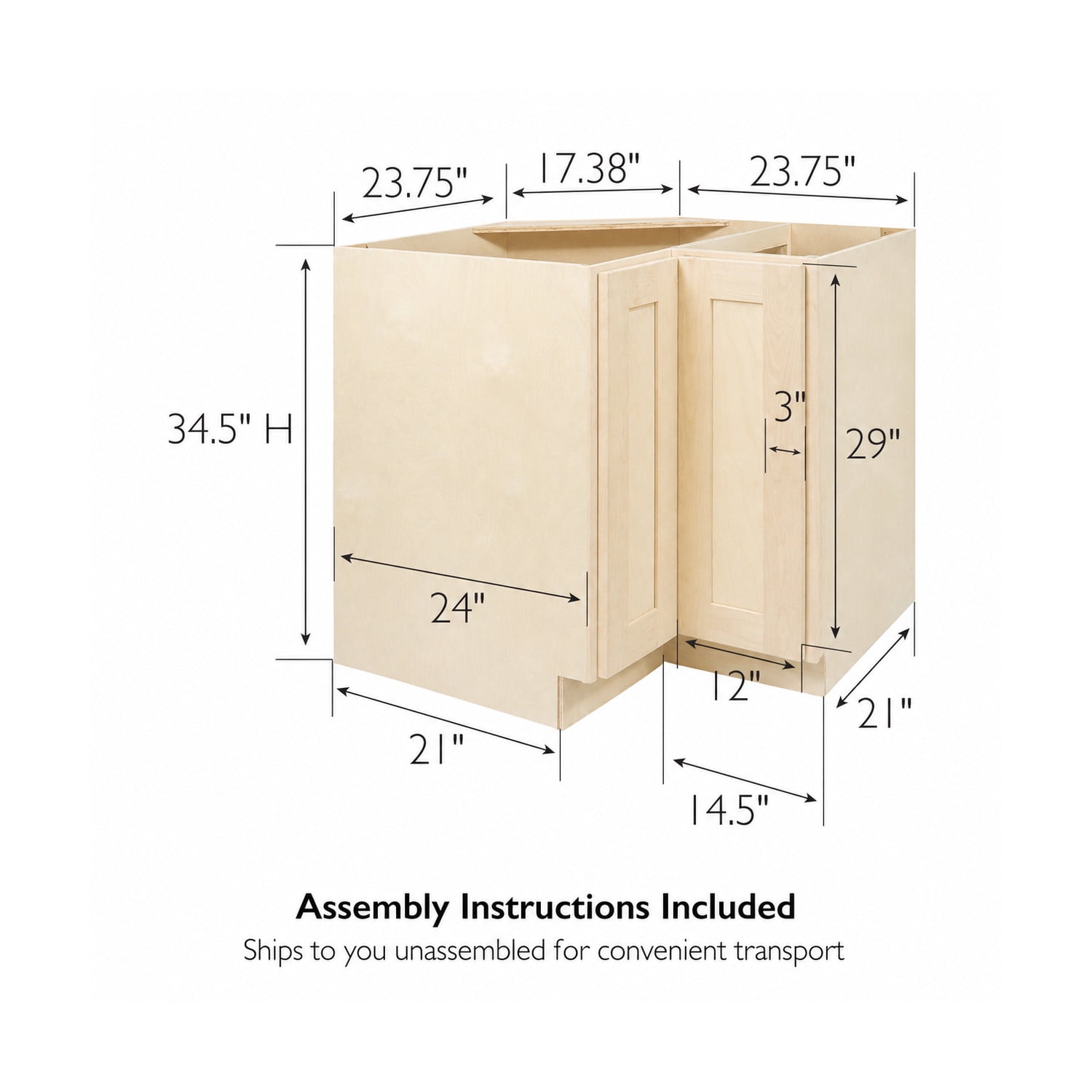Design House Brookings Kitchen Lazy Susan Cabinet, Unfinished Birch, 36"
