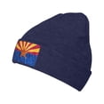 thumbnail image 2 of LNWH Knitted Acrylic Hat, Patriotic Arizona State Flag Pattern Winter Beanie Hat for Cold Weather, Navy Blue, 2 of 8