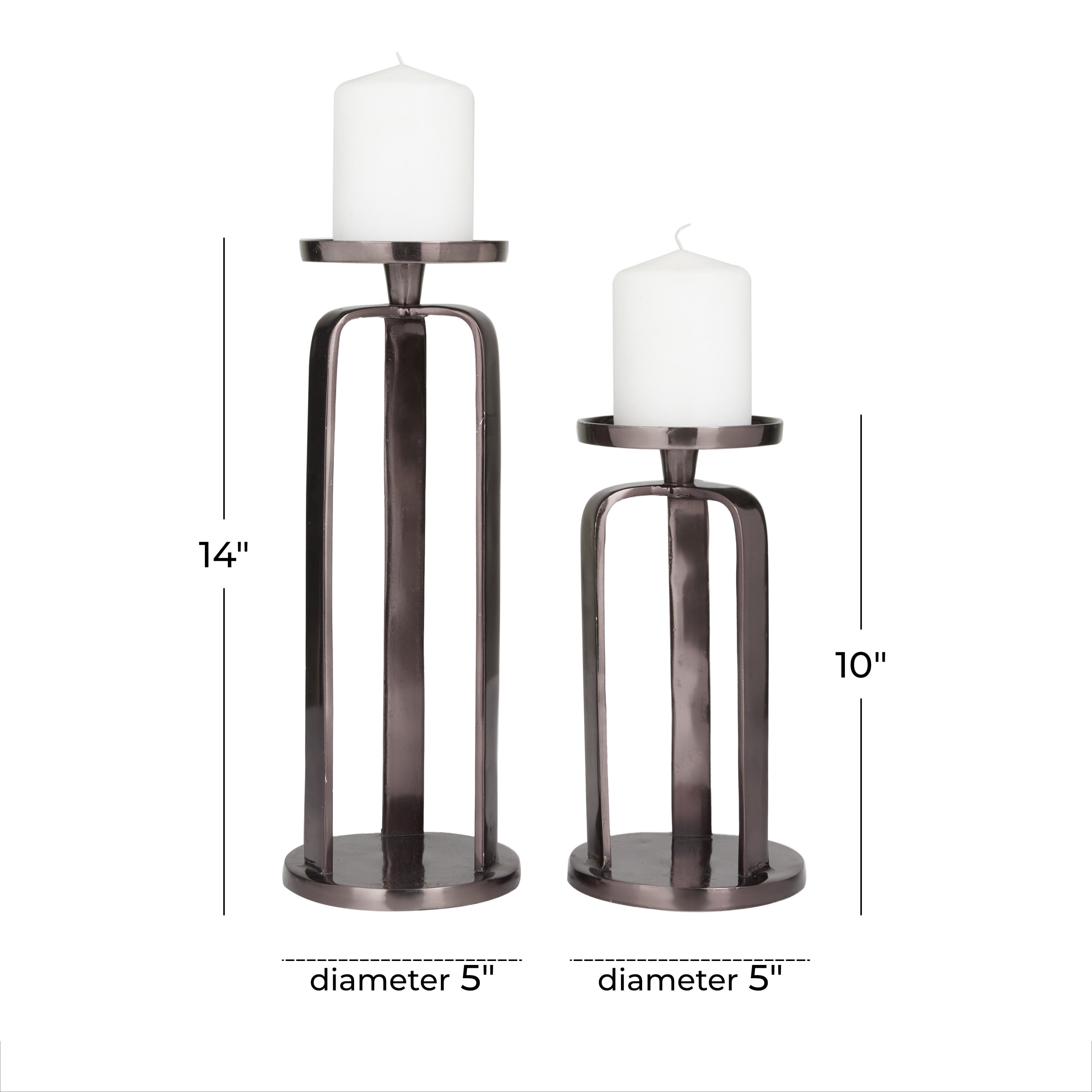 CosmoLiving by Cosmopolitan 2 Candle Black Aluminum Geometric Pillar Candle Holder, Set of 2