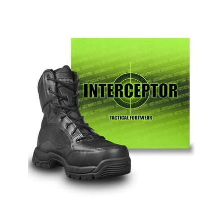Interceptor Men's Force Tactical Steel-Toe Work Boots, Black Leather