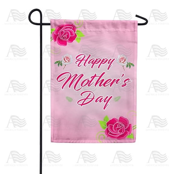 America Forever Happy Mother's Day Rose Garden Flag 12.5 x 18 inches Red Rose Pink Flowers Double Sided Holiday Seasonal Yard Outdoor Decorative I Love You Mom Floral Flag