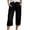 Black, variant on Teen Girls Capri Pants Plus Casual Lightweight Elastic Waist Cropped Pants Summer Trousers with Pockets, Size M, Sky Blue