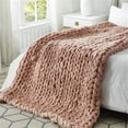 thumbnail image 3 of Posh Living Beliz 40"x60" Chunky Knitted Fabric Super Soft Throw in Blush Pink, 3 of 10