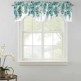 thumbnail image 2 of Tie Up Valances for Windows, Teal Eucalyptus Leaves Adjustable Valance Curtains Window Treatment for Living Room/Bedroom, Weeping Botanical Branches Rod Pocket Kitchen Curtains & Drapes 54x18 Inch, 2 of 9