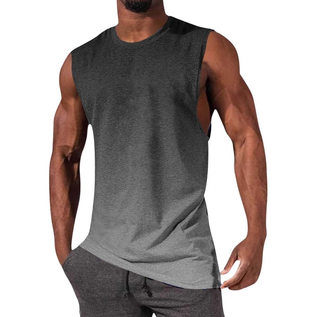 NTACZA Men's Tank Tops Sleeveless Athletic Basic Shirt Gradient Sports Crew Neck Mens Tshirt S
