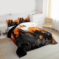 thumbnail image 3 of Manfei Abstract Marble Full Size Comforter Sets 3-Piece, Black Orange White Bedding Comforter Set, Modern Watercolor Marbling Bedding Sets, Breathable Home Decor, 3 of 8