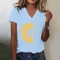 thumbnail image 2 of Women's Sunflower T-Shirt - Plus Size Summer Top - Short Sleeve Graphic Tee - V-Neck Casual Wear | Baberdicy | Women's Sunshade Summer T Shirt Plus Size Loose Top Top Girls Short (Blue | XL), 2 of 4