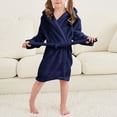 thumbnail image 5 of Boys Girls Kids Hooded Bathrobe,Soft Flannel Loungewear Robe with Adjustable Tie,Cartoon Print,for Toddlers to Kids 2-12 Years Toddler Pajamas Gibobby,Navy,Size 5-6T, 5 of 9