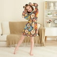 thumbnail image 3 of FORMRS Niños Bathrobe Unisex Hooded Robe Soft Plush Pajamas Sleepwear, Size 4-6T, Blooming Flowers, 3 of 7