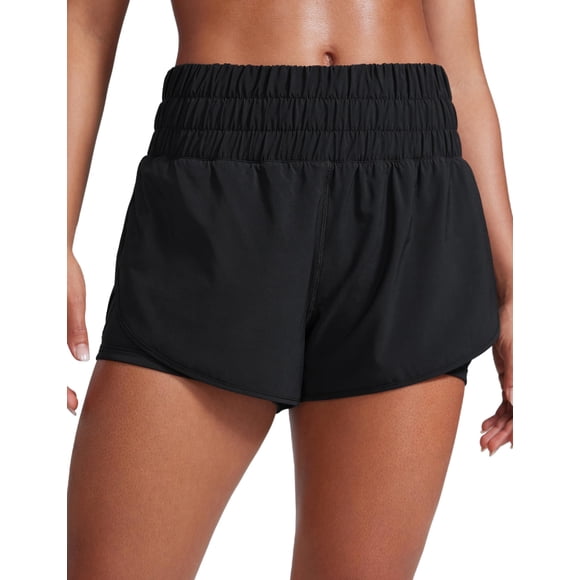 Shorts CRZ YOGA Cintura Alta 3" Transpirables Deportivos Negros