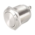 thumbnail image 1 of Interruptor de botón pulsador Uxcell con recubrimiento de cobre y níquel 250V 3A tipo enclavamiento tono plateado, 1 of 5