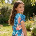 thumbnail image 4 of Abcomgle Girls Tshirt Short Sleeve Crewneck Hawaiian Palm Tree Print Toddler T-Shirt Summer Dressy Cotton Girls Blouse Cute Tshirt, 4 of 5