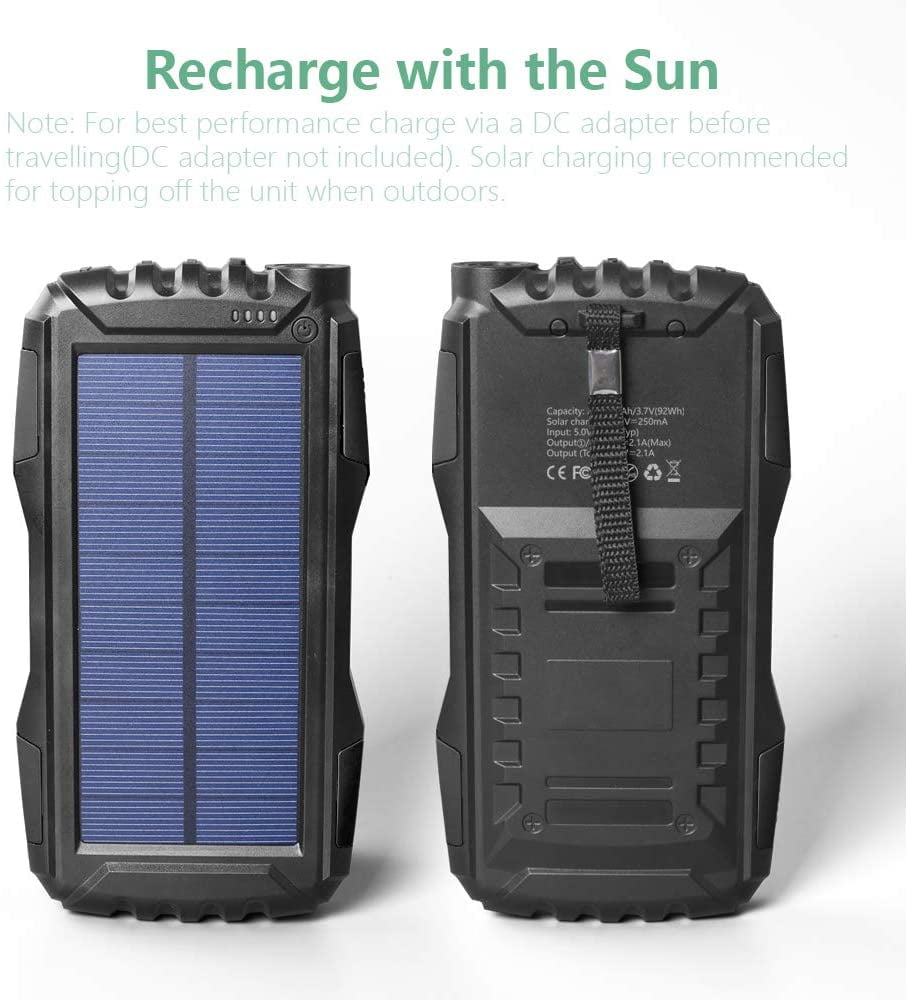 15000mAh Solar Charger with Cigarette Lighter, Elzle Solar Power Bank