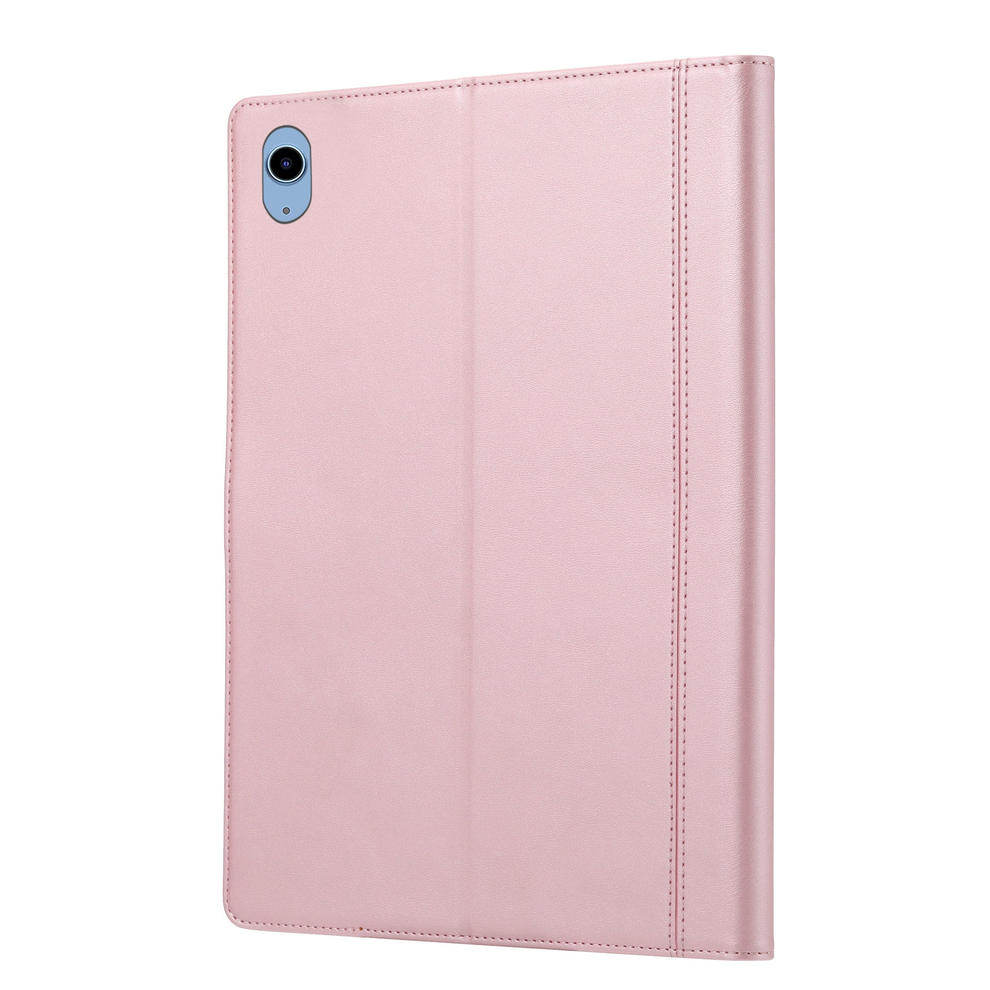 Dteck iPad 10th Generation Case 10.9 Inch 2022, Premium Leather Business Folio Stand Cover with Pencil Holder - Multiple Viewing Angles Case, Rosegold