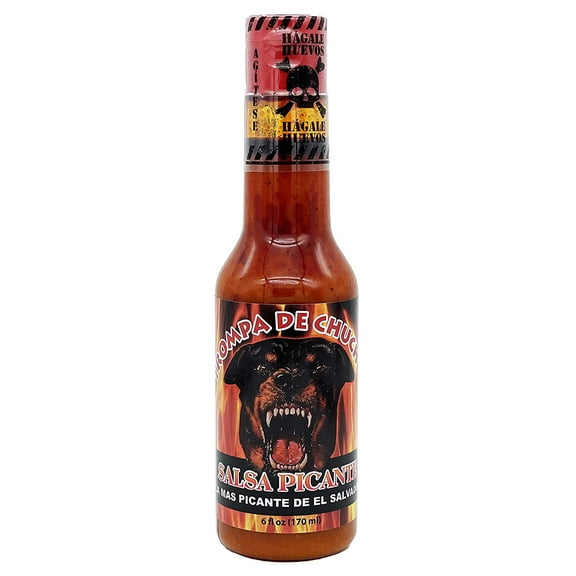 Trompa De Chucho Hot Sauce La Mas Picante De El Salvador 100% organic Imported Salvadorean Salsa Chili Vinegar 3 peppers Jalapeno, Habanero, Tabasco Tacos, Pupusas, Burritos, Hagale Huevos! 1 Red