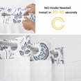 thumbnail image 5 of Pastoral Flowers No Hook Shower Curtain Waterproof, Bathroom Curtains with Snap in Liners and See Through Top Window, Vintage Haze Blue Farmhouse Plant Hotel Style Bathtub Curtains Shower 54"Wx78"L, 5 of 8