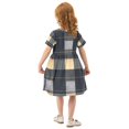 thumbnail image 4 of Dark Checkered Pattern Girls Short Sleeve Dress A Line Sun Protection Breathable Comfort Sundress 4T, 4 of 8