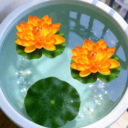 Floating Water Lilies and Lotus Leaves 1PC Artificial Foam Flower for Pond Pool Accent Spring Outdoor Decor EVA Faux Flower for Water Garden Aquatic Landscaping and Patio Enhancement