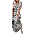 thumbnail image 1 of Robes Maxi d'Été pour Femmes Manches Courtes Col Rond Décontracté Coupe Ample Longue Robe de Plage T-Shirts Robe avec Poches, 1 of 5