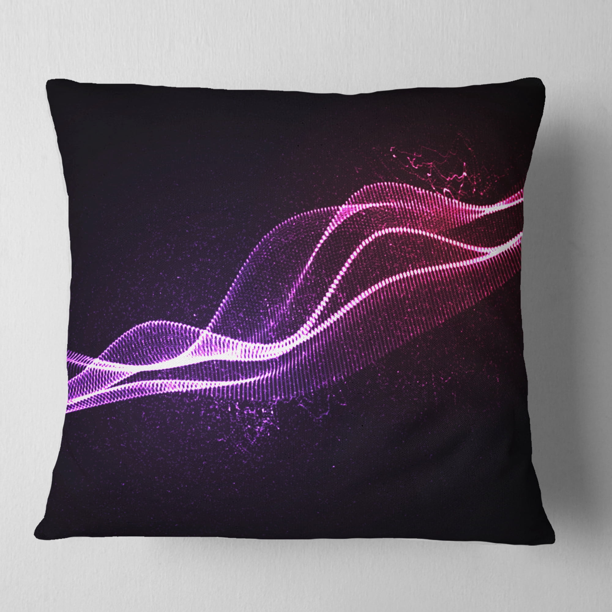 Designart Neon 3D Digital Wave - Abstract Throw Pillow - 16x16