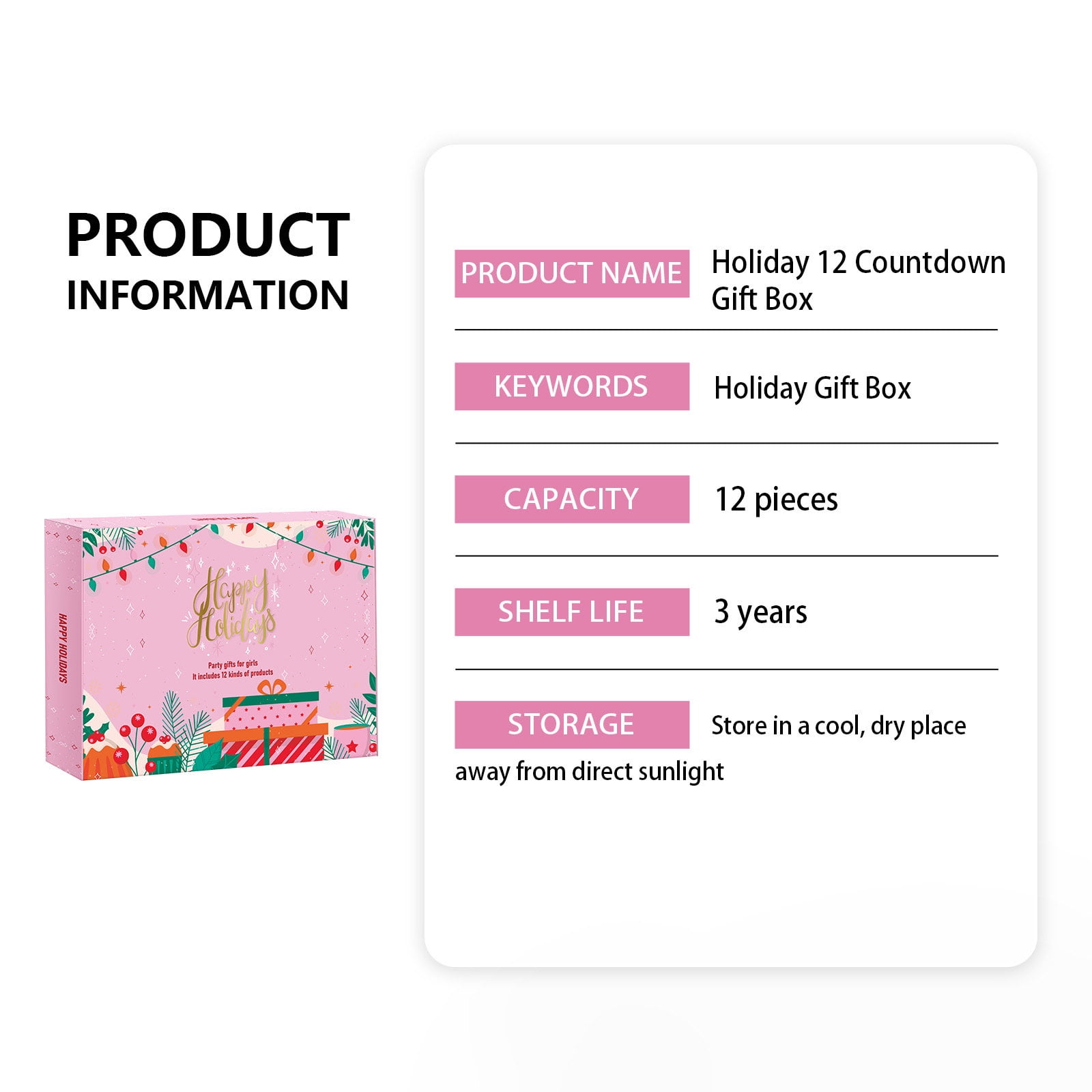 12-Piece Makeup Surprise Box - Advent Calendar for Women & Teens, Holiday Beauty Gift for Her, 100ml