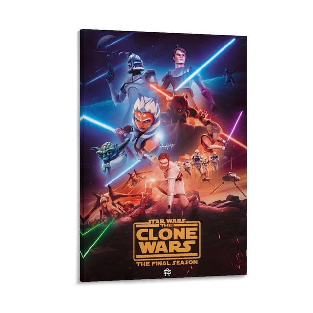 Star Wars: The Clone Wars Cuadro decorativo colgante - Arte de pared - Póster enmarcado - Decoración de pared - Regalos para familia, amigos y aficionados 40*60 cm