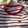 thumbnail image 4 of Cethrio Girls Cotton T-shirts, Crew Neck Casual Short Sleeve Stripe Summer Tops Kids Tees Red Size 8, 4 of 6