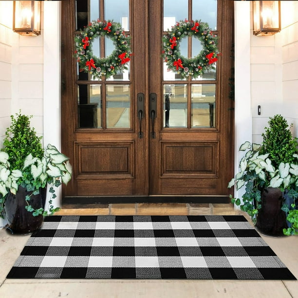 KaHouen Buffalo Check Rug, Buffalo Plaid Rug 27.5'' x 43'', Black and White Checkered Rug