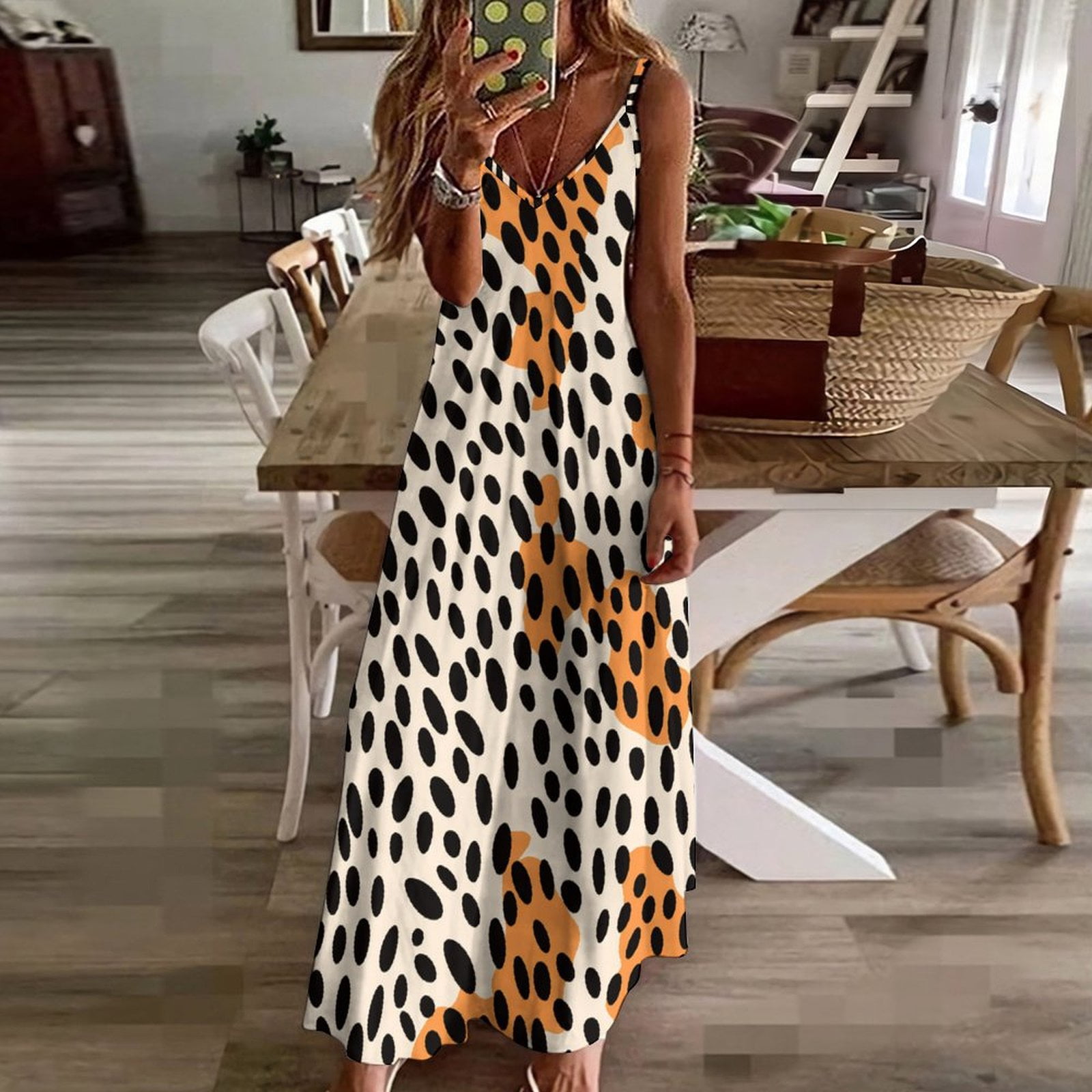 chinese dress ladies Dressime Woman's Wild Animal Prom Dress A Line Spaghetti Straps Keyhole  Leopard Printed Long Evening Dress – dressime main image 1