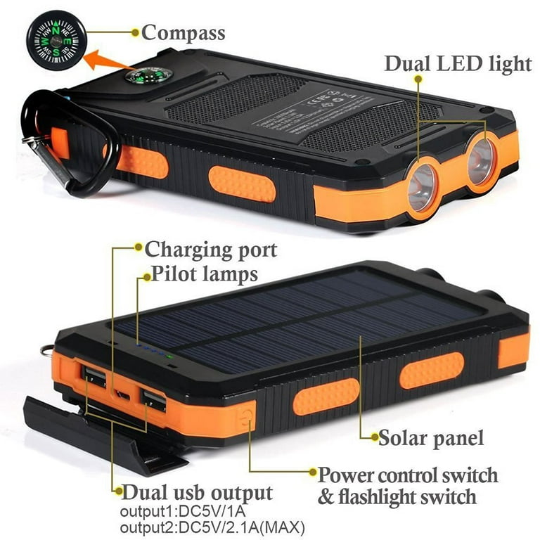 External 500000mAh Charger Power Bank Portable LCD 3USB Battery for Mobile  Phone - Orange