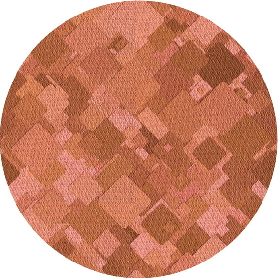 Ahgly Company Machine Washable Indoor Round Transitional Bright Orange Area Rugs, 4' Round