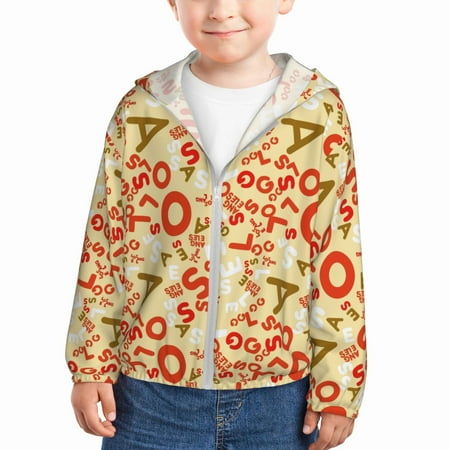 

Sun Hoodie for Kids Scandinavian Alphabet2 Long Sleeve Swim Fishing Shirts Sun Protection Zip Up Jacket Clothing Athletic Hoodie