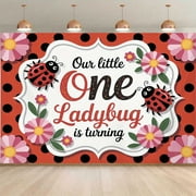Sweet Ladybug Birthday Party Backdrop Our Little Ladybug is Turning One Photography Background Ladybird Flower Red and Black Polka Dots Happy 1st Birthday Party Decorations Banner Photo Booth Props
