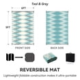 thumbnail image 2 of SIXHOME Outdoor Rug Carpet 6'x9' Waterproof Reversible Patio Rug Portable Modern Indoor Outdoor Rug Plastic Straw Rug for RV Camping Garden Picnic Deck Backyard Boho Porch Decor Teal and Gray, 2 of 7