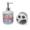 thumbnail image 2 of Ambesonne Funny Soap Dispenser & Toothbrush Holder Set, Save Water Shower with Me, 2 Pcs, Blue Vermilion and Green, 2 of 6