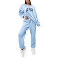 thumbnail image 1 of Chandails en Molleton pour Femmes Manches Longues P Grand 3 Chandail en Molleton à Capuche à Fermeture à Glissière Grande Taille Pulls de Noël Mode Col Rond Manches Longues Imprimé Lettre Ensembles de Sweatpants Hauts Pu Bleu TG, 1 of 7