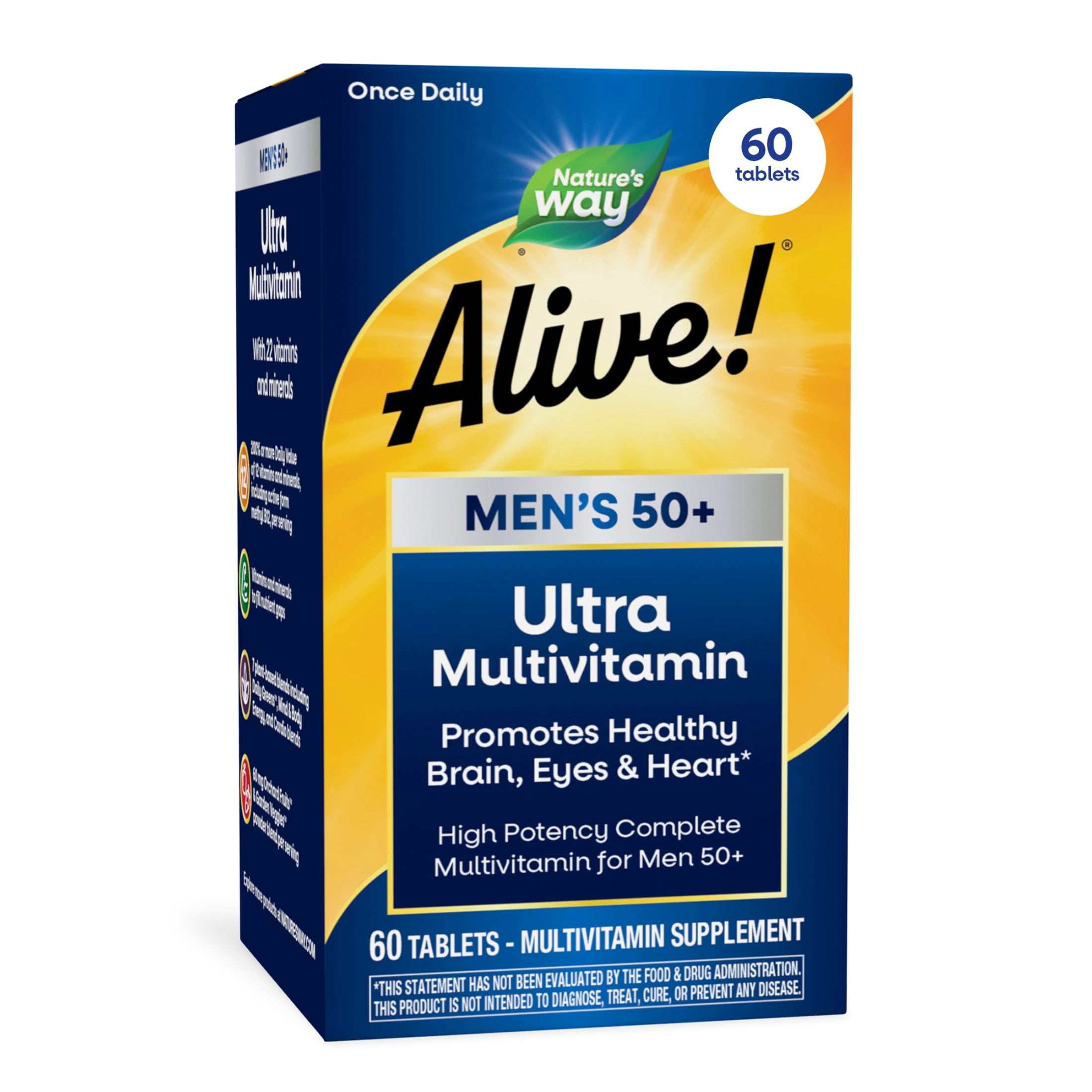 (3 pack) Nature’s Way Alive! Men’s 50+ Ultra Potency Complete Multivitamin, Supports Healthy Aging*, 60 Tablets