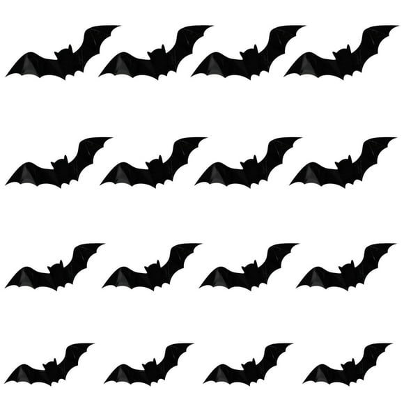 TopLLC Halloween Decor Fall Decor 16PC Halloween Bats Decoration For Home Decor DIY Wall Decal Bathroom Indoor Hallowmas Party Supplies ,4 Different Sizes Realistic PVC Scary Black Sticker