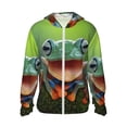 thumbnail image 2 of Uemuo Tree Frog Pattern Women's Full Zip UPF 50+ Sun Protection Hoodie Jacket Long Sleeve Sun Shirt Hiking Outdoor Performance with Pockets-X-Large, 2 of 9